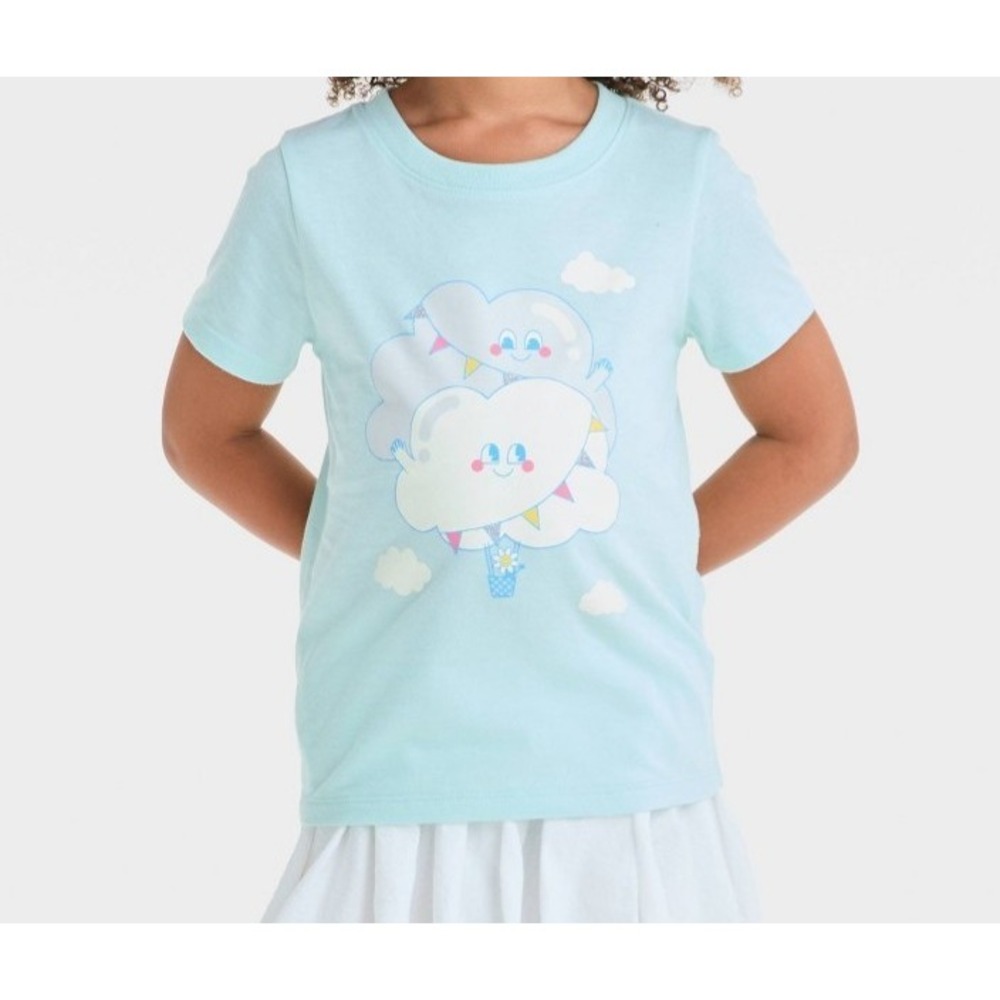 Cat Jack Toddler Girls' clouds T-Shirt - mint 18 months